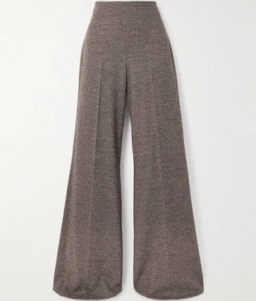 Ralph Lauren Collection Isaiah Houndstooth Wool Wide-leg Pants - Women - Brown Pants - M