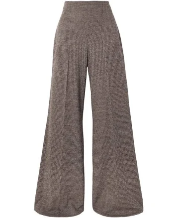 Ralph Lauren Isaiah Houndstooth Wool Wide-leg Women Pants - Brown