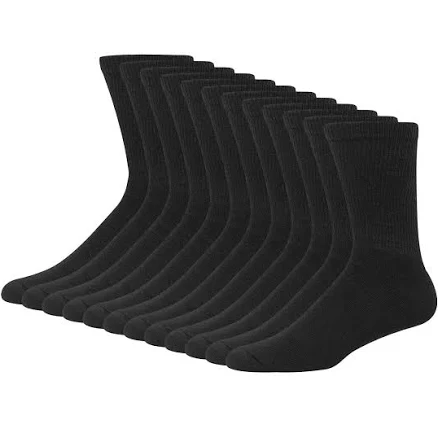 Hanes Men's 12-Pack Durable Comfortable Crew Socks