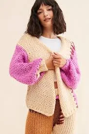 SAACHI Colorblock Patchwork Cardigan