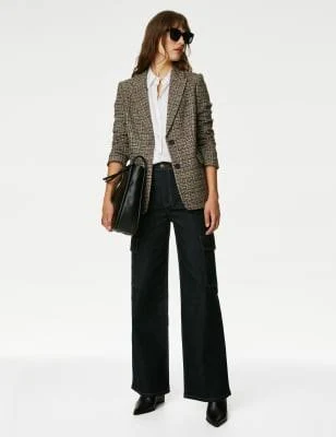 M&S Relaxed Checked Tweed Blazer