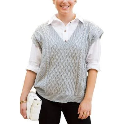 Anna-Kaci Women's Cable Knit V-Neck Sleeveless Sweater Vest