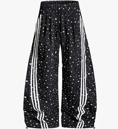 Star Pattern Side Stripe Baggy Track Pants