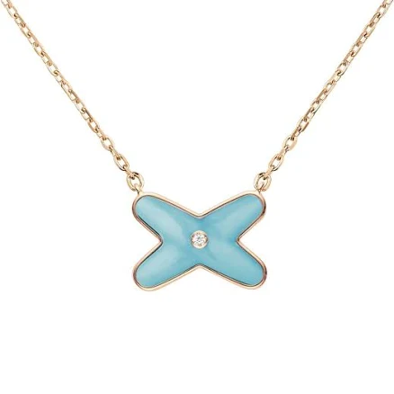 Chaumet Rose Gold, Diamond And Turquoise Jeux de Liens Pendant Necklace - Rose Gold - One Size