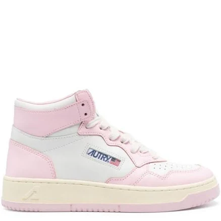 Autry Ladies Pink Medalist Panelled Leather Sneakers