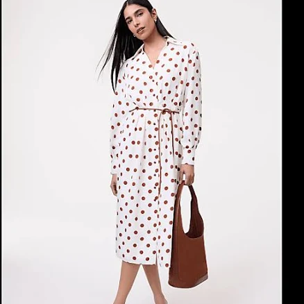 Ann Taylor Women's Dotted Satin Midi Shirtdress