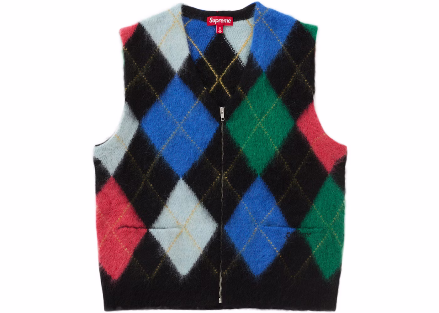 Brushed Argyle Zip Up Vest