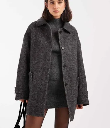 ASOS DESIGN wool blend textured jacket with collar