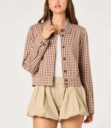 ASTR Women's Jessie Cropped Plaid Jacket