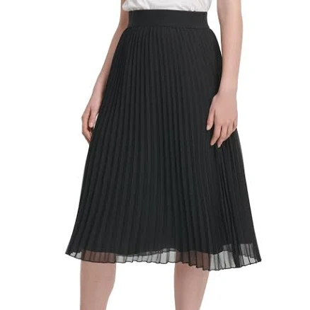 DKNY Pull-On Pleated Midi Skirt Womens