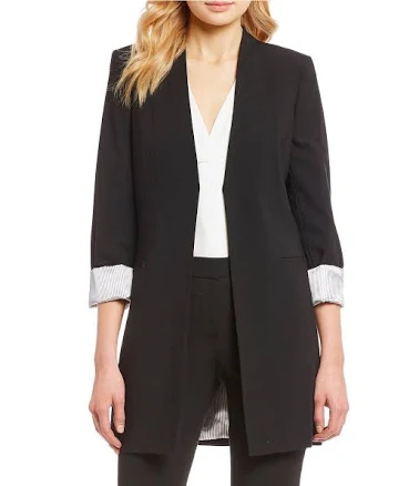 Calvin Klein Women's Roll-Tab Sleeve Open Front Jacket