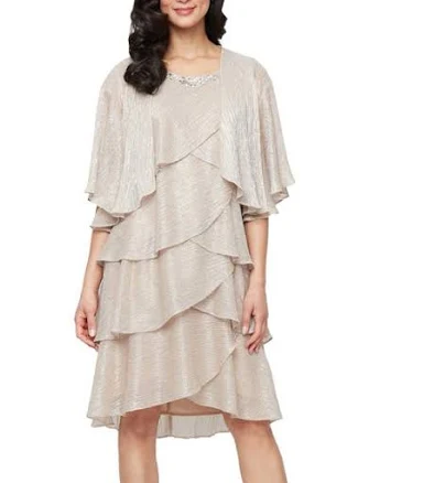 S. L. Fashions Women's Sl Fashions Short Tiered Jacket Dress