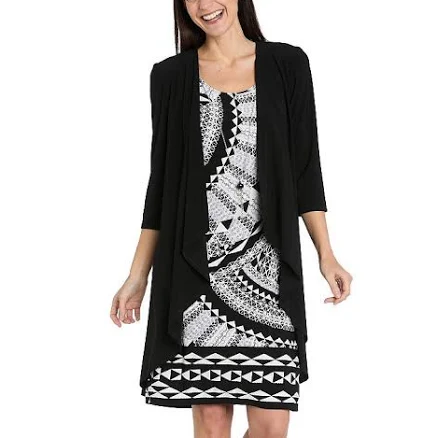R & M Richards Women's Open-Front Jacket and Necklace Dress Set