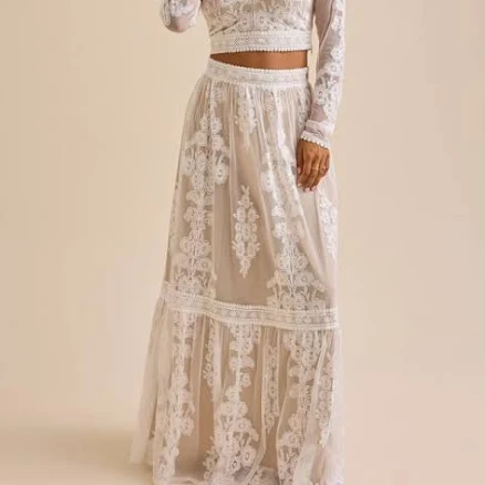 Altar'd State Arissa Floral Embroidered Rayon Maxi Skirt