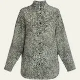 Abstract-Print Silk Long-Sleeve Button-Down Shirt GREEN MULTI 10