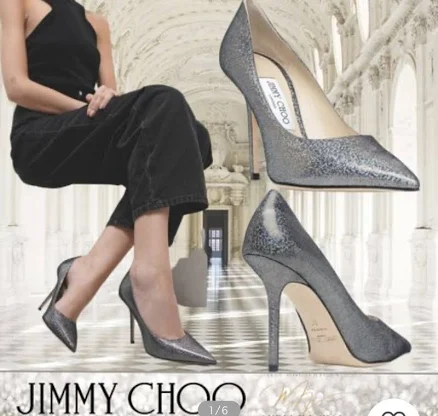 Jimmy Choo Love 100 Dark Silver Metallic Suede Pump 39.5