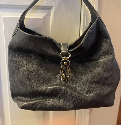 Dooney & Bourke Pebble Grain Belvedere Black Logo Lock Hobo Shoulder