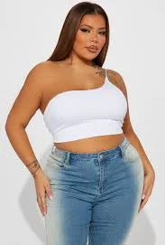 Fashion Nova Selena One Shoulder Cropped Bodysuit