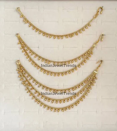 2pcs Gold Pearl Ear Chains