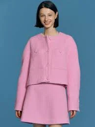 HAMPTON Volume Sleeve Cropped Quilted Coat (Thulian Pink/Lemon/Navy)