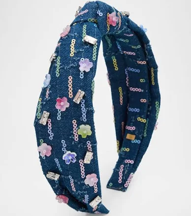 Bari Lynn Girl's Charm-Embellished Denim Headband and Earrings