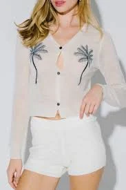 Sheer Palm Tree Cardigan