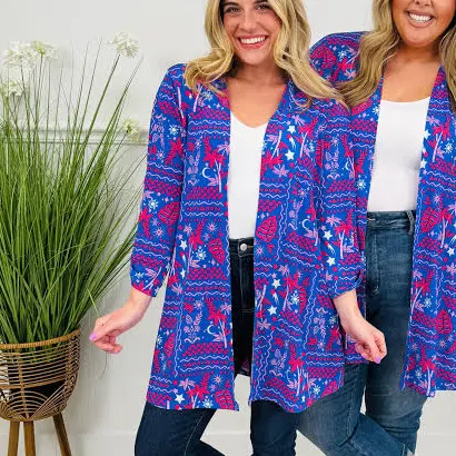 Dear Scarlett by Andree by Unit Layered Palm Tree Print Cardigan