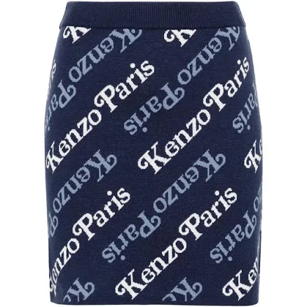 Kenzo Verdy Logo Intarsia Knit Mini Skirt