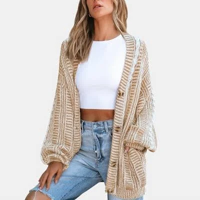 Cupshe Women's Cable Knit Long Sleeve Cardigan Sweater