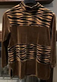Tiger Print Velvet Bechamel Turtleneck S