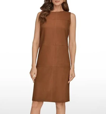 Donna Karan Women's Linen-Blend Crewneck Shift Dress