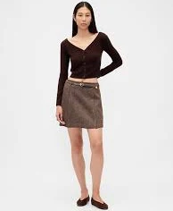 Wool-Blend Pleated Mini Skort
