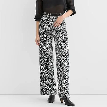 Loft Women's Palmer Wide Leg Leopard Print Velvet Pants