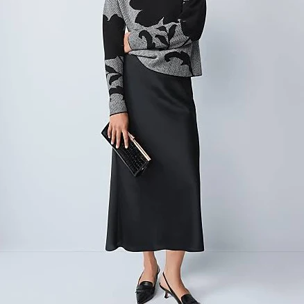 Ann Taylor Women's Satin Bias Midi Slip Skirt