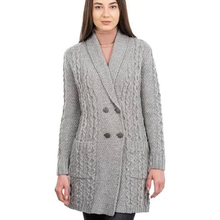 Shawl Collar Double Breasted Merino Wool Coat