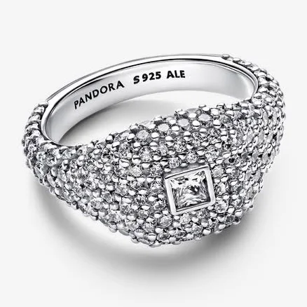 Pandora Women's Sterling Silver Pavé Square Cocktail Ring