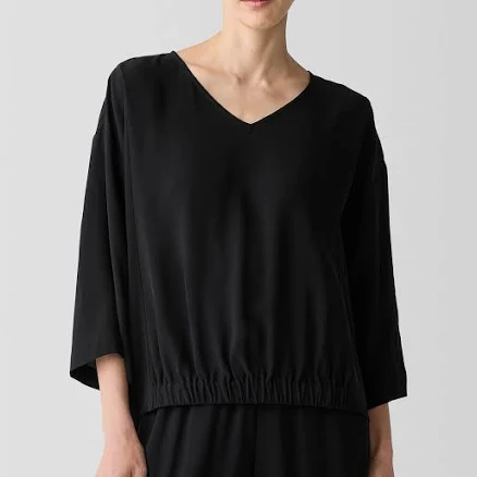 Eileen Fisher Women's Silk Georgette Crepe V-Neck Top