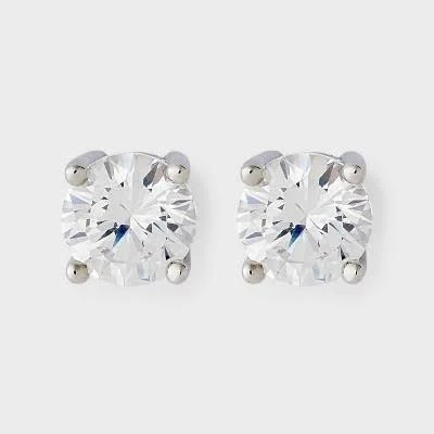 A New Day Silver Plated Cubic Zirconia Round Stud Post Earrings