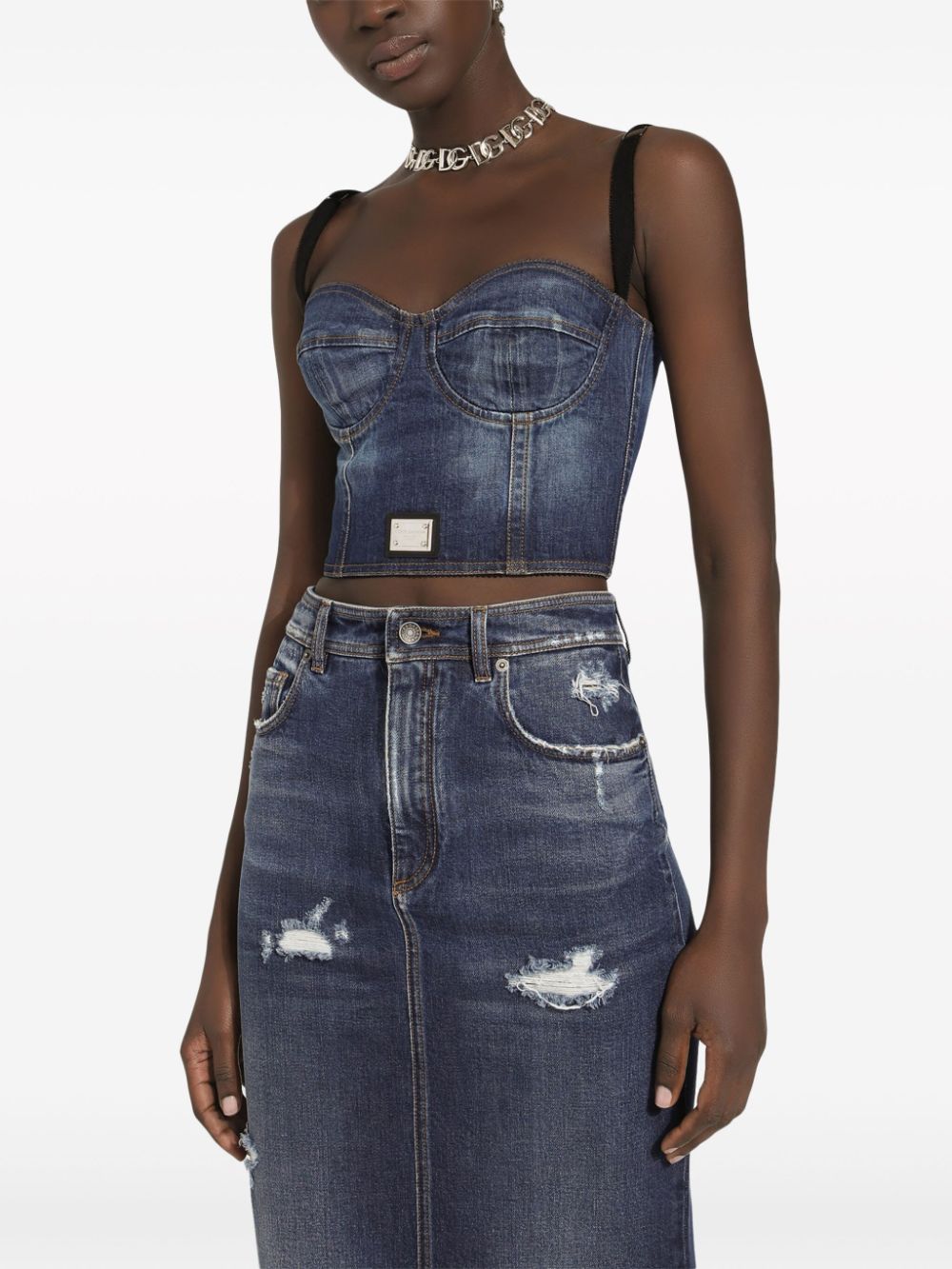 Logo-plaque Denim Top