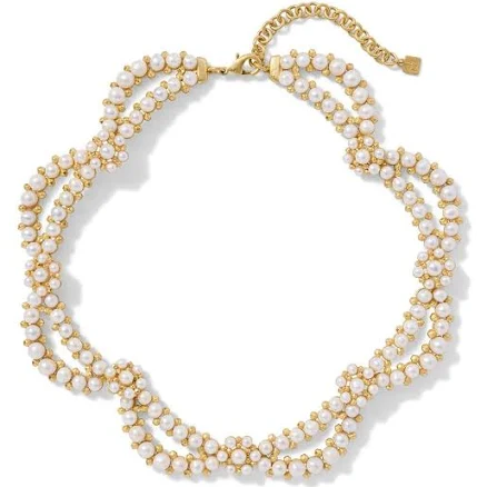 14K Gold Plate Woven Pearl Necklace