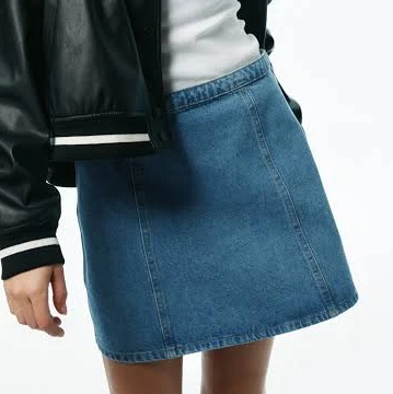 Ladies H&M Denim Blue A-Line Mini Skirt