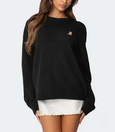 Edikted Women's Puppy Love Embroidered Sweater