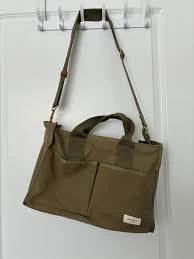Margot Olive Green Canvas Satchel Top Handle Bag Adjustable Strap Zip Closure