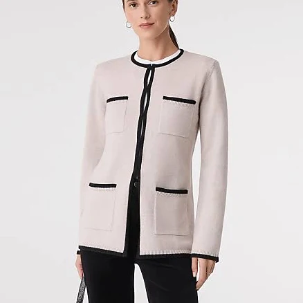 Ann Taylor Women's Contrast Trim Sweater JacketAnn Taylor Women's Contrast Trim Sweater Jacket