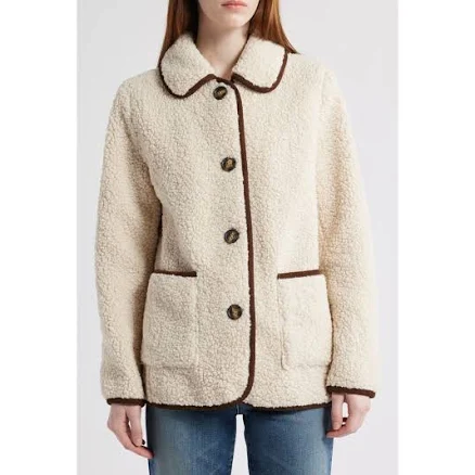 Bernardo Women's Aspen Sherpa Contrast Trim Faux Shearling JacketBernardo Women's Aspen Sherpa Contrast Trim Faux Shearling Jacket