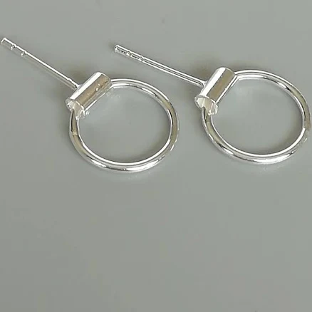 Sterling Silver Minimalist Circle Stud Earrings