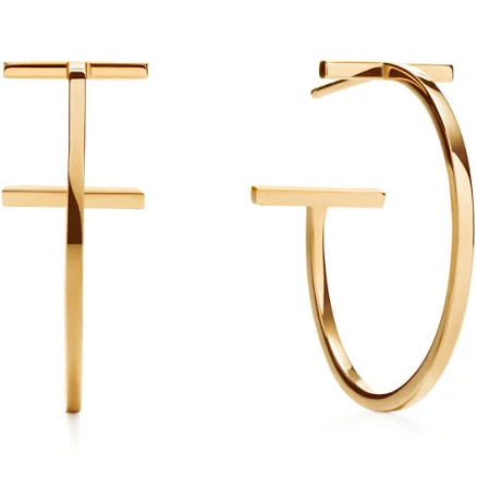 Tiffany T Hoop Earrings in Yellow Gold