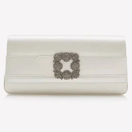 Manolo Blahnik Women's Gothisi Crystal Buckle Satin Clutch