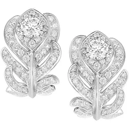 18kt White Gold Plume de Paon Diamond Earrings