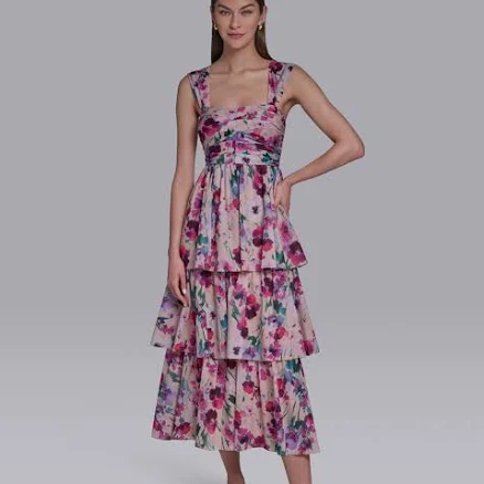 Halston Women's Square Neck Midi Dress
